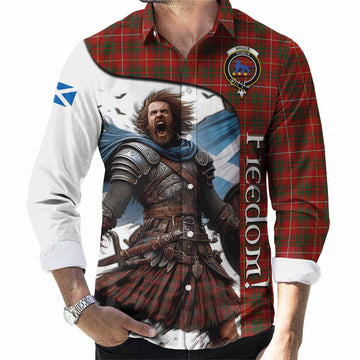 Bruce Crest Tartan Long Sleeve Button Shirt Inspired by the Freedom of Scottish Warrior