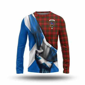 Bruce Tartan Long Sleeve T-Shirt with Family Crest Scotland Patriotic Style