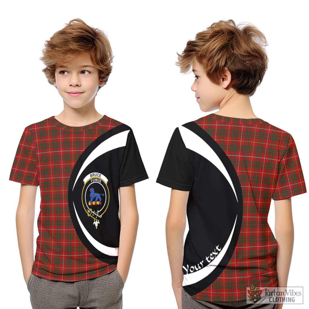 Bruce Tartan Kid T-Shirt with Family Crest Circle Style Youth XL Size14 - Tartan Vibes Clothing