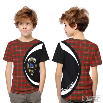 Bruce Tartan Kid T-Shirt with Family Crest Circle Style