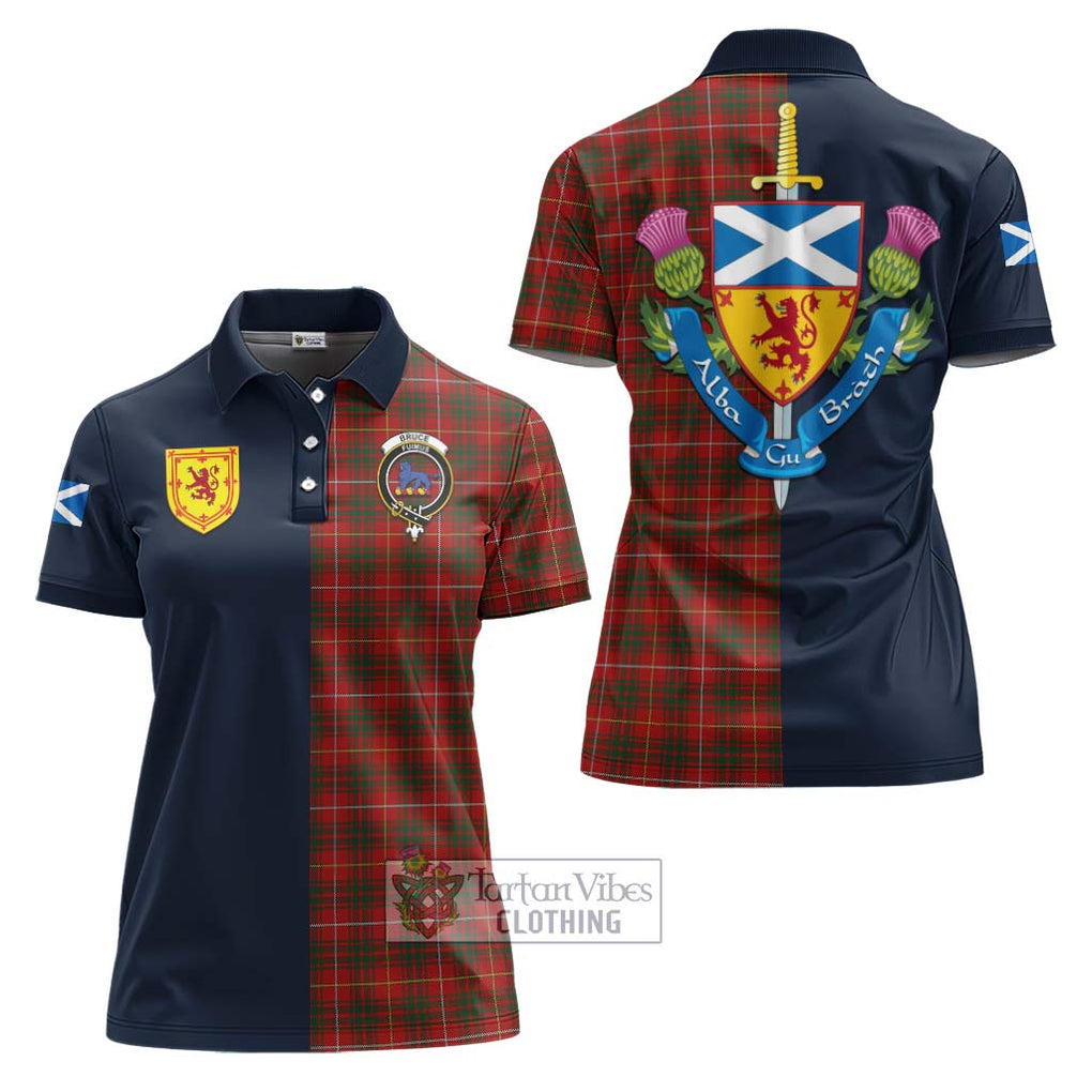 Tartan Vibes Clothing Bruce Tartan Women's Polo Shirt with Scottish Lion Royal Arm Half Style