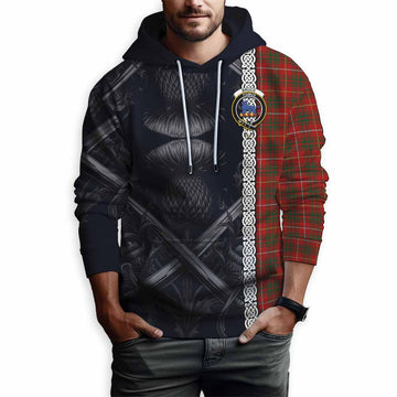 Bruce Tartan Hoodie with Family Crest Cross Sword Thistle Celtic Vibes