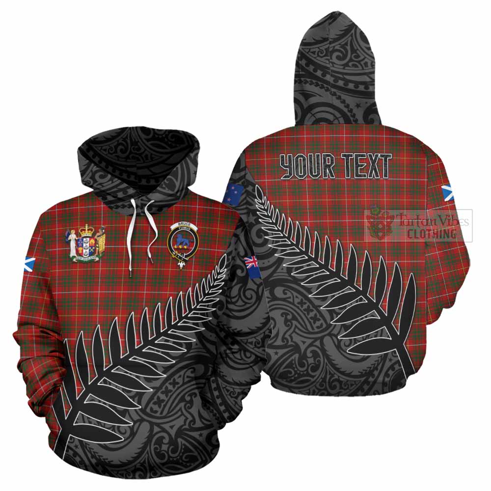 Tartan Vibes Clothing Bruce Crest Tartan Hoodie with New Zealand Silver Fern Half Style