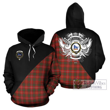 Bruce Tartan Hoodie with Family Crest and Military Logo Style