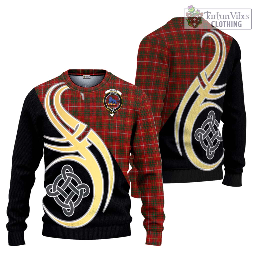 Bruce Tartan Ugly Sweater with Family Crest and Celtic Symbol Style Unisex - Tartan Vibes Clothing