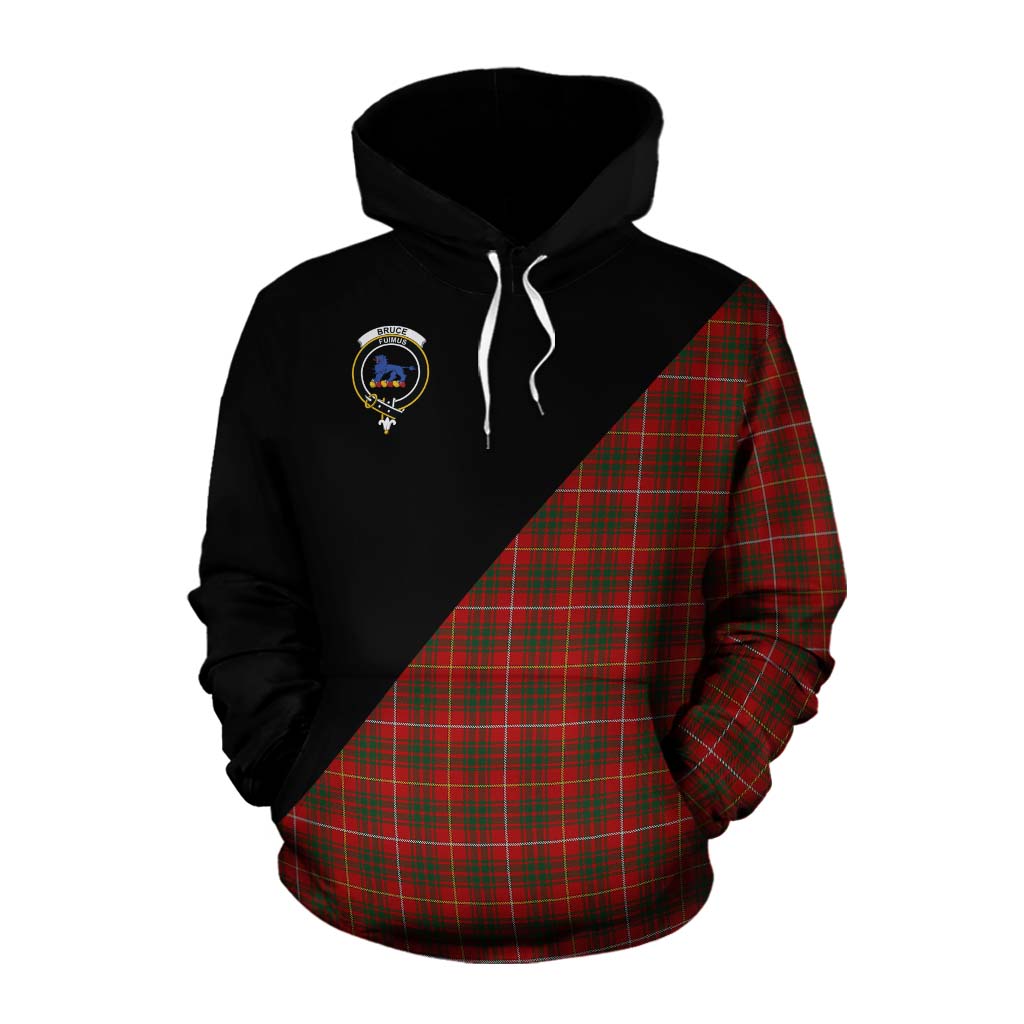 Tartan Vibes Clothing Bruce Tartan Cotton Hoodie with Family Crest and Military Logo Style