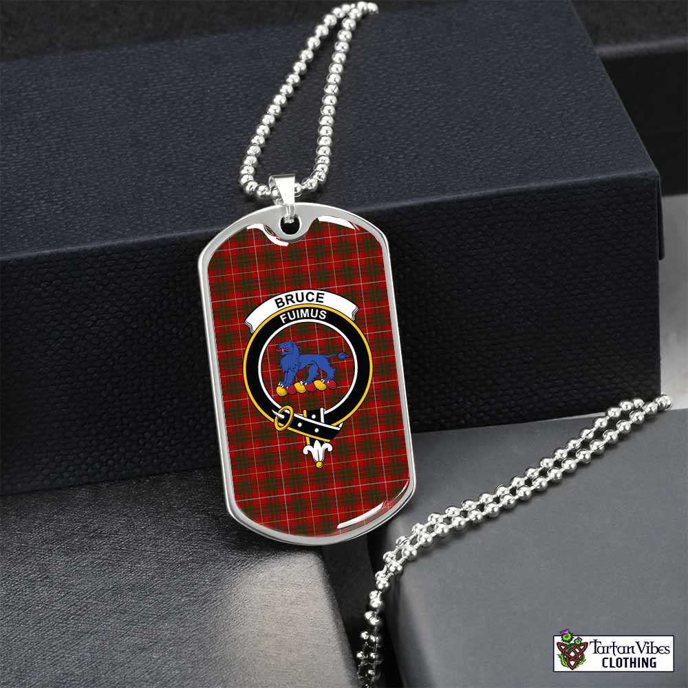 Tartan Vibes Clothing Bruce Tartan Dog Tag Necklace with Family Crest