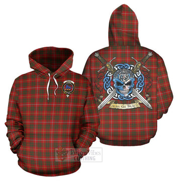 Bruce Tartan Hoodie with Family Crest Celtic Skull Style