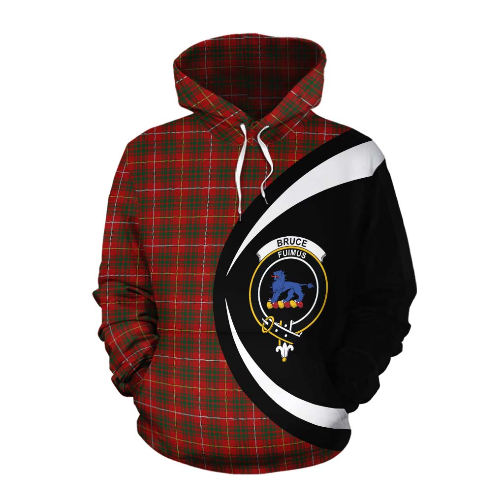 Tartan Vibes Clothing Bruce Tartan Cotton Hoodie with Family Crest Circle Style