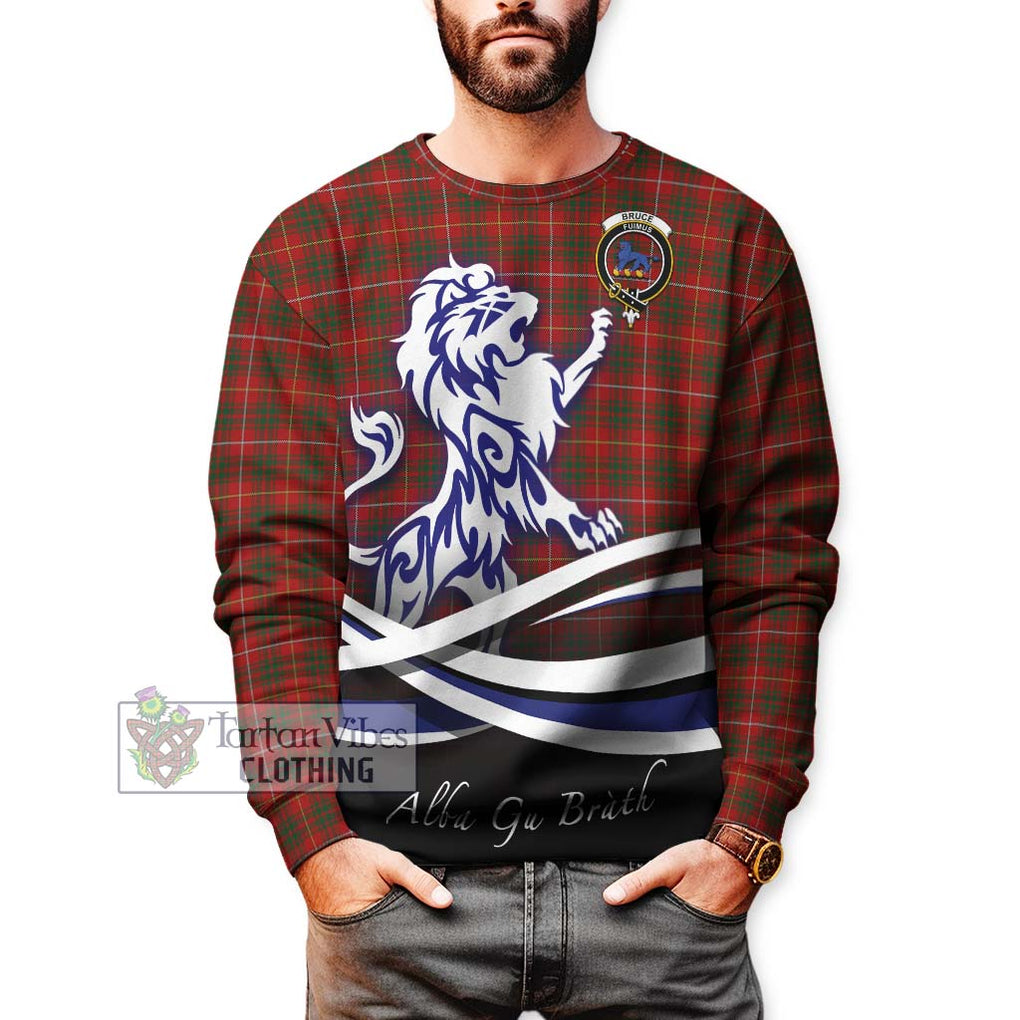 Bruce Tartan Sweatshirt with Alba Gu Brath Regal Lion Emblem Unisex - Tartanvibesclothing Shop