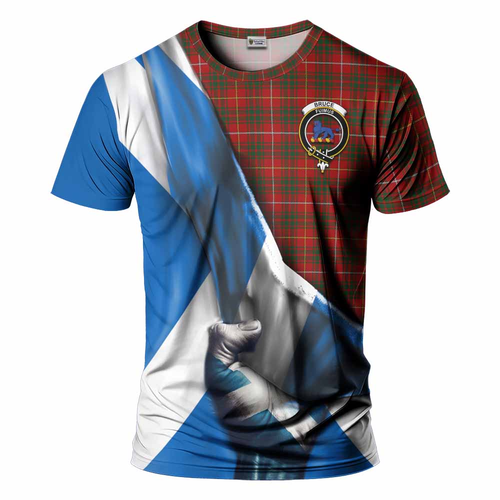 Tartan Vibes Clothing Bruce Tartan T-Shirt with Family Crest Scotland Patriotic Style