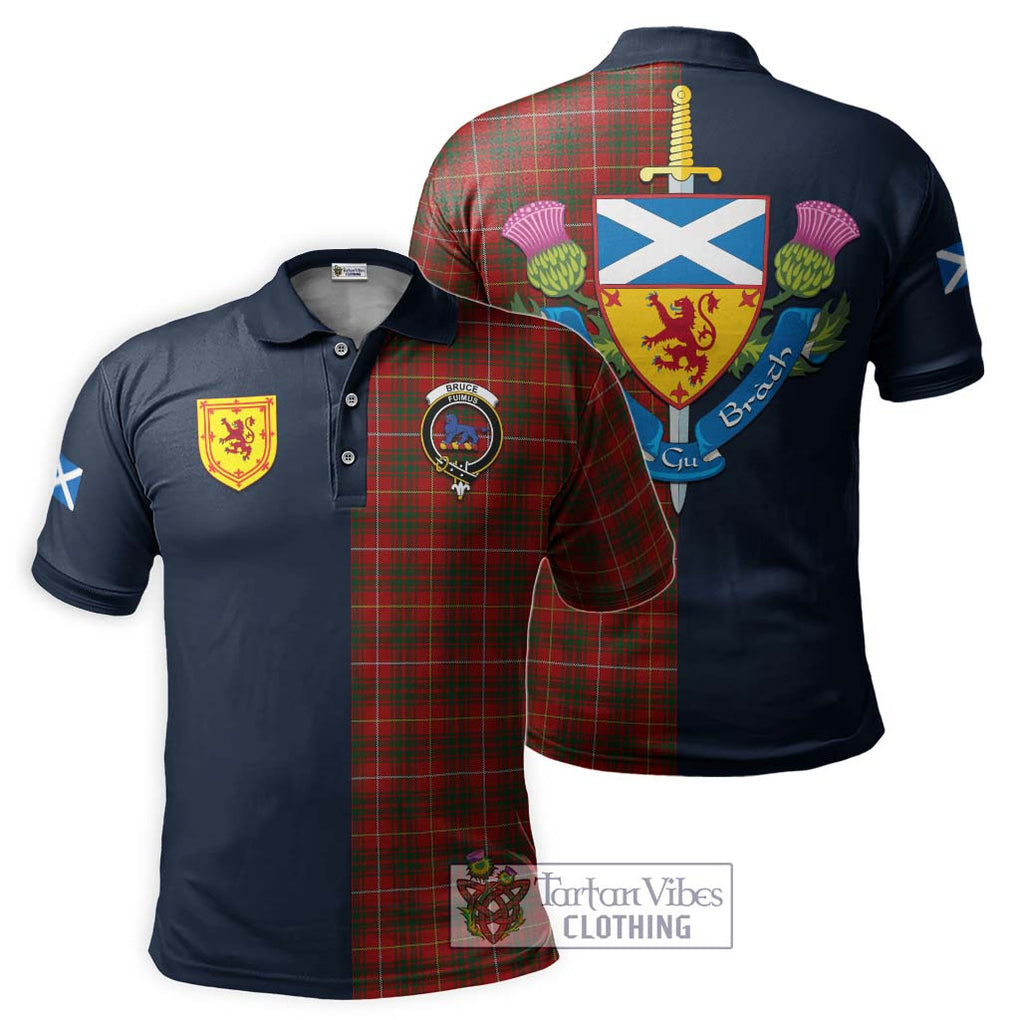 Tartan Vibes Clothing Bruce Tartan Polo Shirt with Scottish Lion Royal Arm Half Style