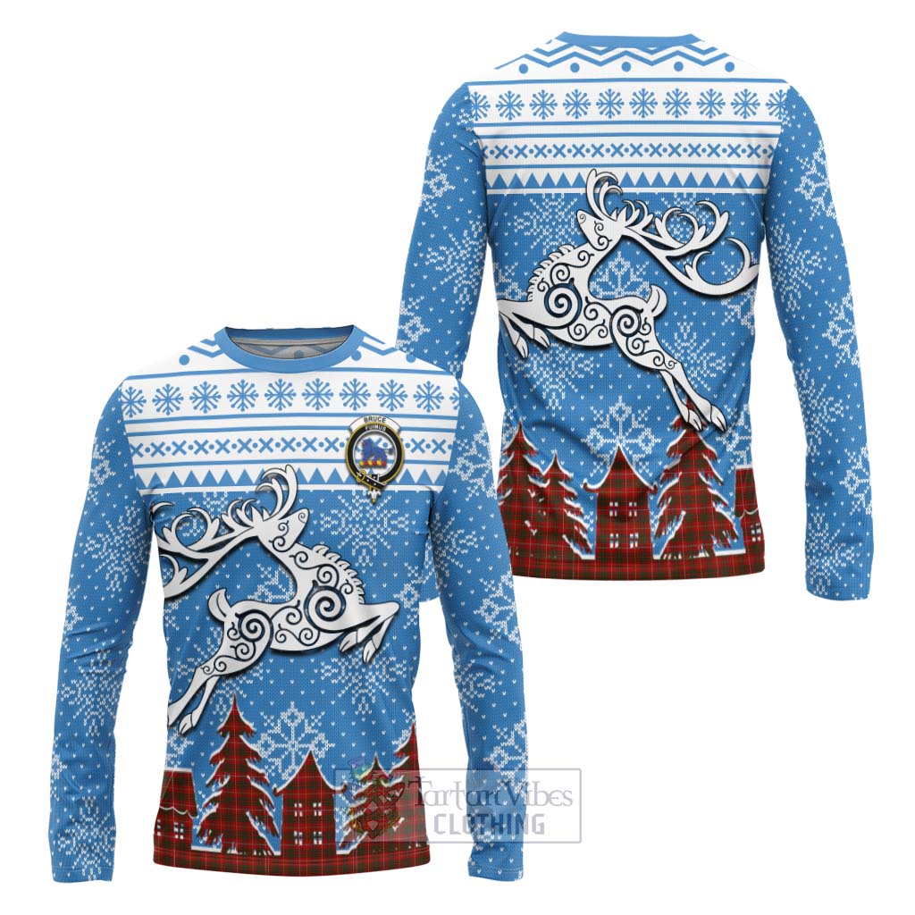 Tartan Vibes Clothing Bruce Clan Christmas Long Sleeve T-Shirt Celtic Reindeer Style