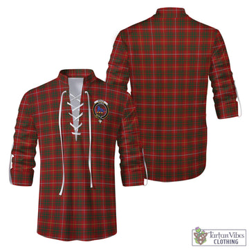 Bruce Tartan Men's Scottish Traditional Jacobite Ghillie Kilt Shirt with Family Crest