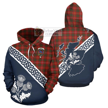 Bruce Tartan Hoodie Featuring Thistle and Scotland Map