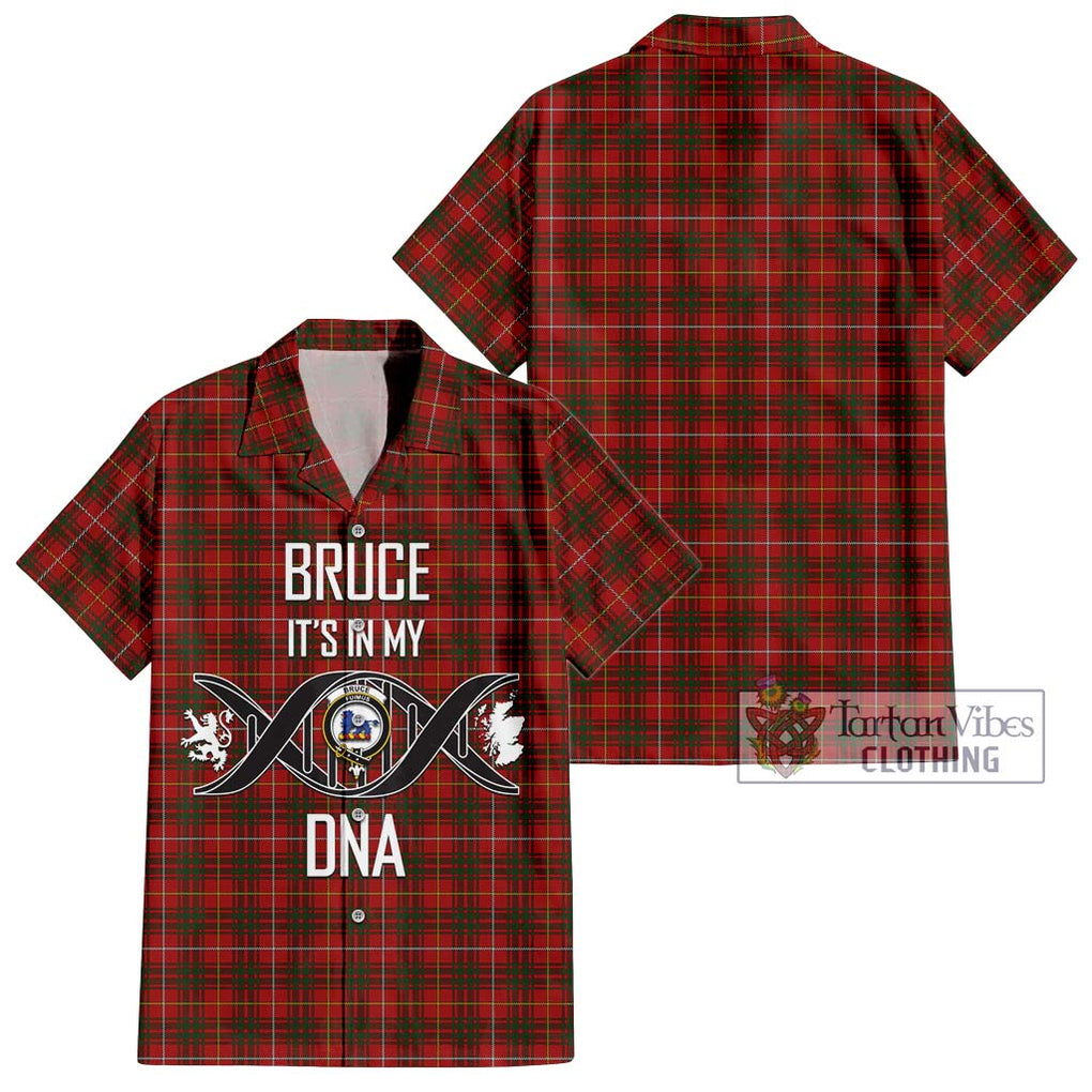 Bruce Tartan Short Sleeve Button Shirt with Family Crest DNA In Me Style Kid - Tartanvibesclothing Shop