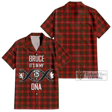 Bruce Tartan Short Sleeve Button Shirt with Family Crest DNA In Me Style