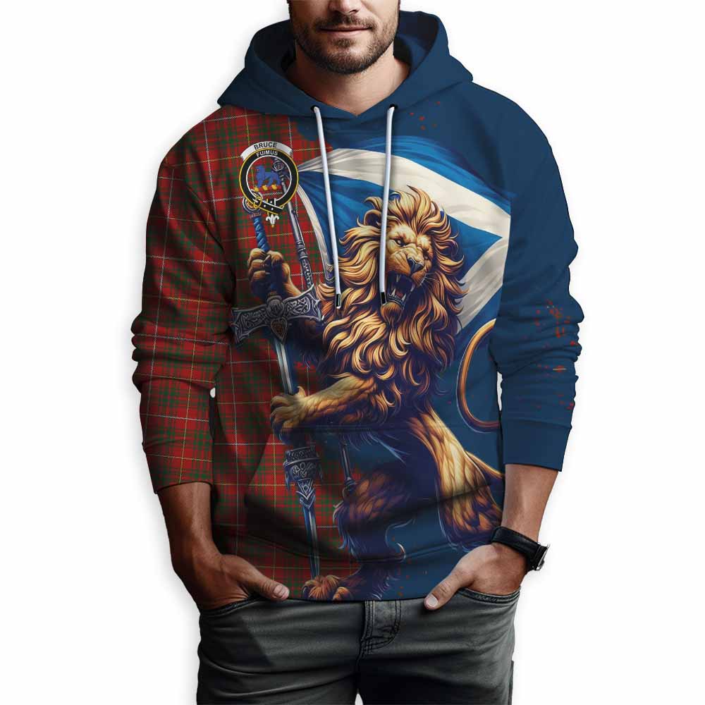 Tartan Vibes Clothing Bruce Tartan Family Crest Hoodie with Scottish Majestic Lion