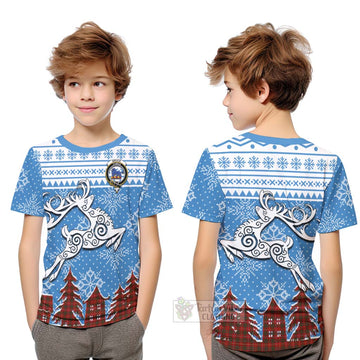 Bruce Clan Christmas Kid T-Shirt Celtic Reindeer Style