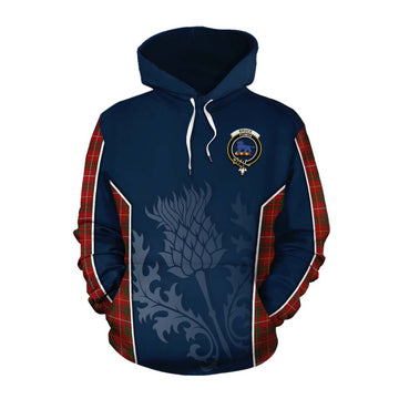 Bruce Tartan Cotton Hoodie with Family Crest and Scottish Thistle Vibes Sport Style