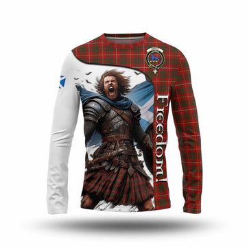 Bruce Crest Tartan Long Sleeve T-Shirt Inspired by the Freedom of Scottish Warrior