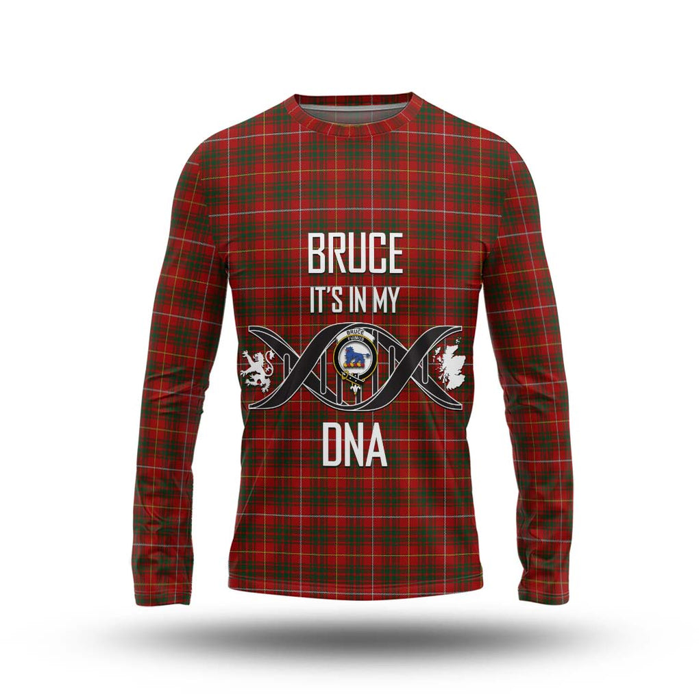 Bruce Tartan Long Sleeve T-Shirt with Family Crest DNA In Me Style Unisex - Tartanvibesclothing Shop