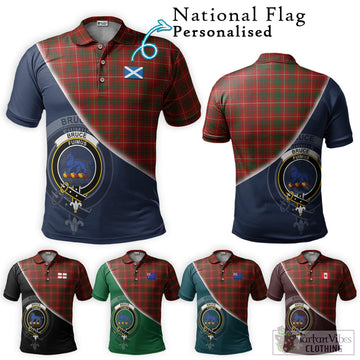 Bruce Tartan Polo Shirt with Personalised National Flag and Family Crest Half Style