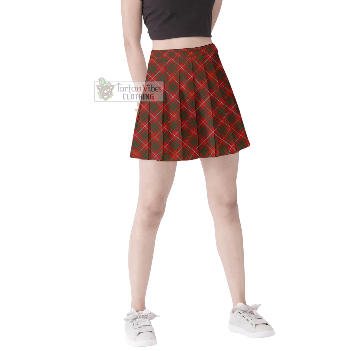 Bruce Tartan Women's Plated Mini Skirt Cross Style Female - Tartan Vibes Clothing