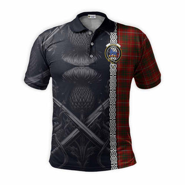 Bruce Tartan Polo Shirt with Family Crest Cross Sword Thistle Celtic Vibes