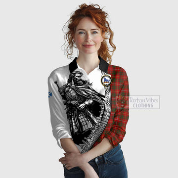 Bruce Tartan Clan Crest Women's Casual Shirt with Highlander Warrior Celtic Style