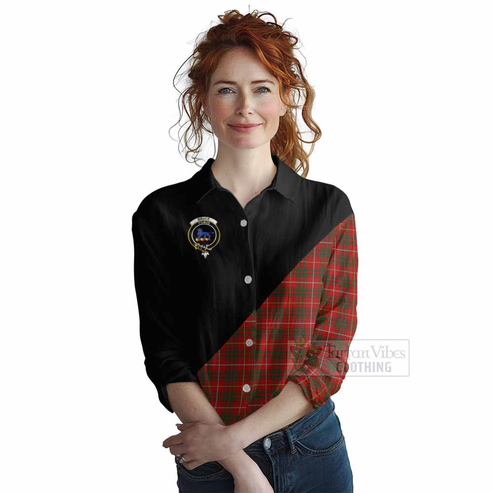 Tartan Vibes Clothing Bruce Tartan Women's Casual Shirt with Family Crest and Military Logo Style