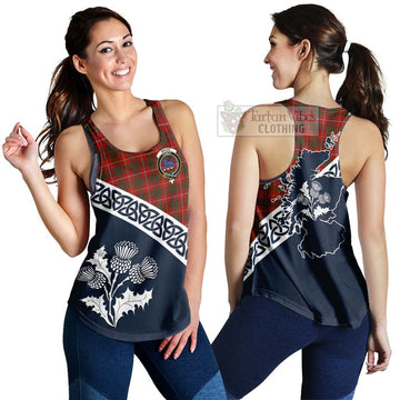 Bruce Tartan Women's Racerback Tanks Featuring Thistle and Scotland Map