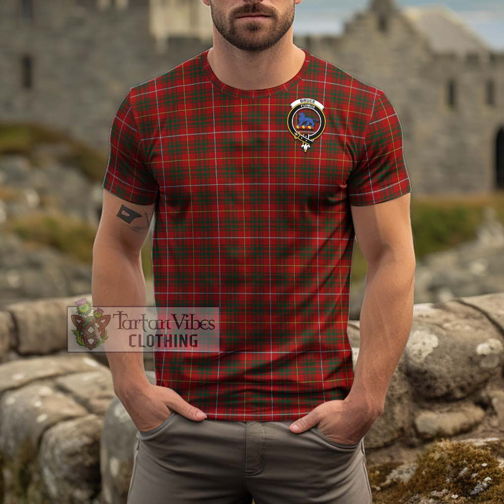 Bruce Tartan Cotton T-Shirt with Family Crest Men's Shirt - Tartanvibesclothing Shop