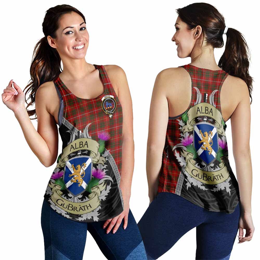 Bruce Tartan Family Crest Women's Racerback Tanks Lion Rampant Royal Thistle Shield Celtic Inspired 4XL - Tartan Vibes Clothing