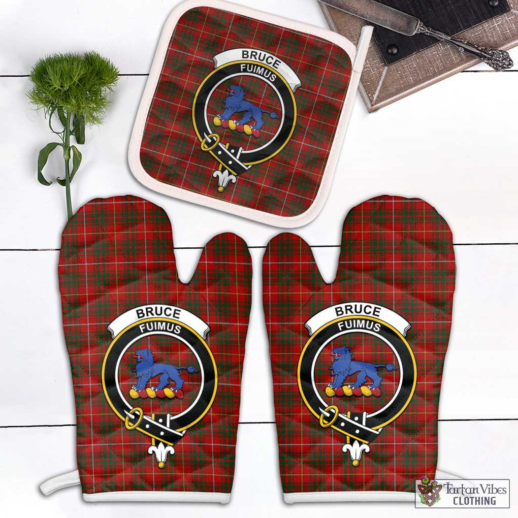 Bruce Tartan Combo Oven Mitt & Pot-Holder with Family Crest White - Tartan Vibes Clothing