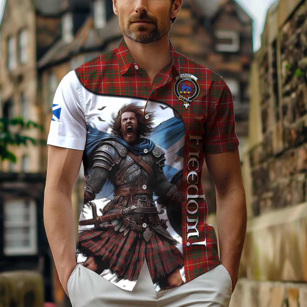 Tartan Vibes Clothing Bruce Crest Tartan Short Sleeve Button Shirt Inspired by the Freedom of Scottish Warrior