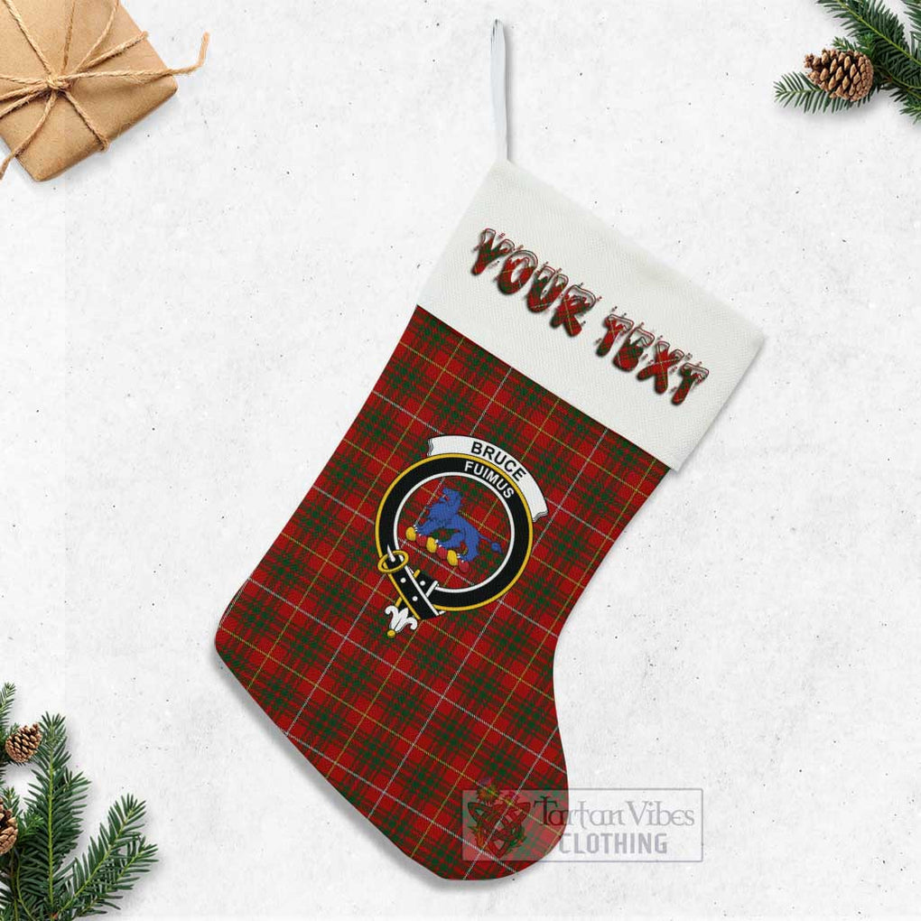 Tartan Vibes Clothing Bruce Tartan Family Crest Christmas Stocking with Personalized Text