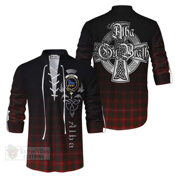 Bruce Tartan Ghillie Kilt Shirt Featuring Alba Gu Brath Family Crest Celtic Inspired