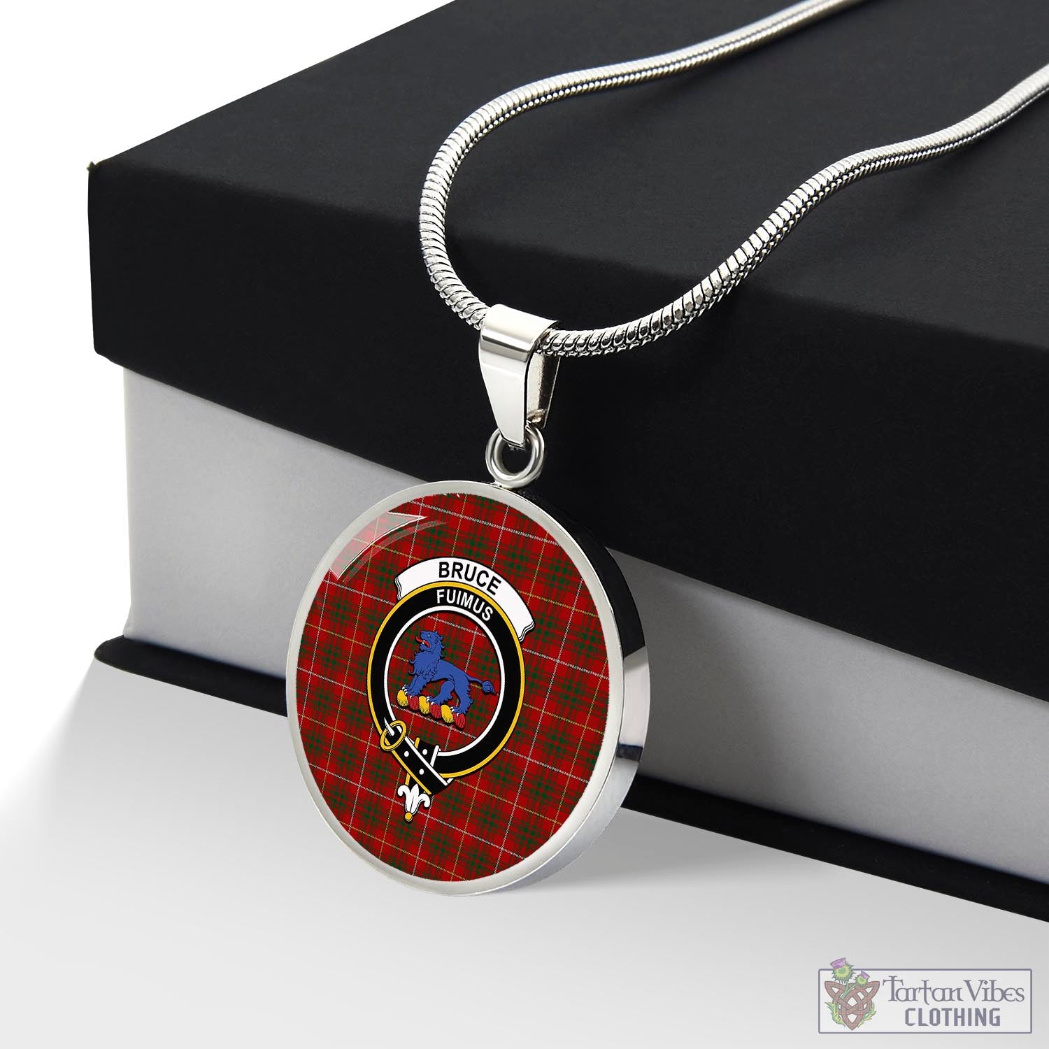 Tartan Vibes Clothing Bruce Tartan Circle Necklace with Family Crest