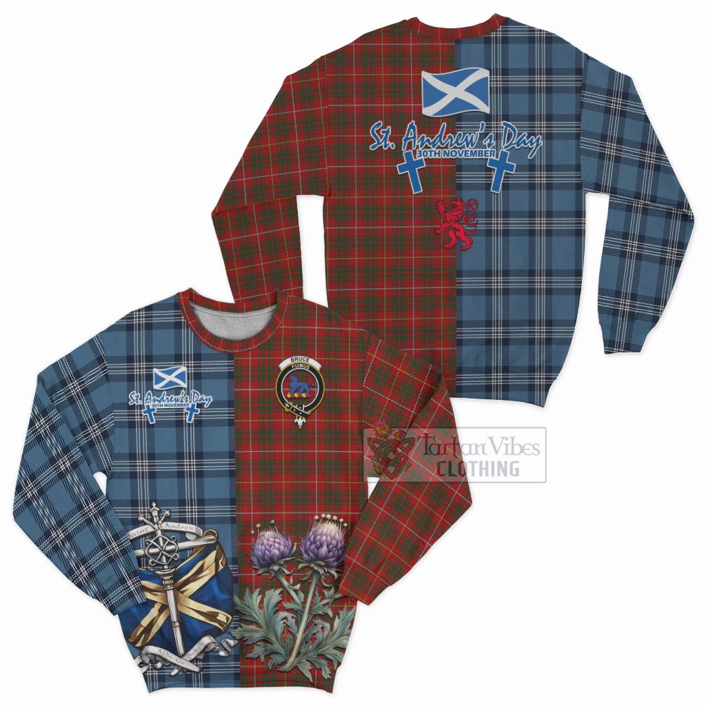 Tartan Vibes Clothing Bruce Tartan Sweatshirt Happy St. Andrew's Day Half Tartan Style