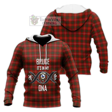 Bruce Tartan Knitted Hoodie with Family Crest DNA In Me Style