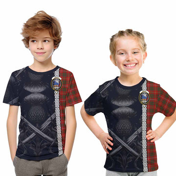 Bruce Tartan Kid T-Shirt with Family Crest Cross Sword Thistle Celtic Vibes