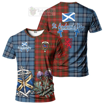 Bruce Tartan T-Shirt Happy St. Andrew's Day Half Tartan Style