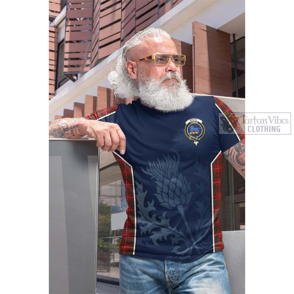 Tartan Vibes Clothing Bruce Tartan Cotton T-shirt with Family Crest and Scottish Thistle Vibes Sport Style