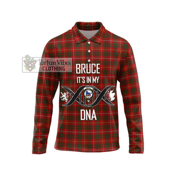 Bruce Tartan Long Sleeve Polo Shirt with Family Crest DNA In Me Style