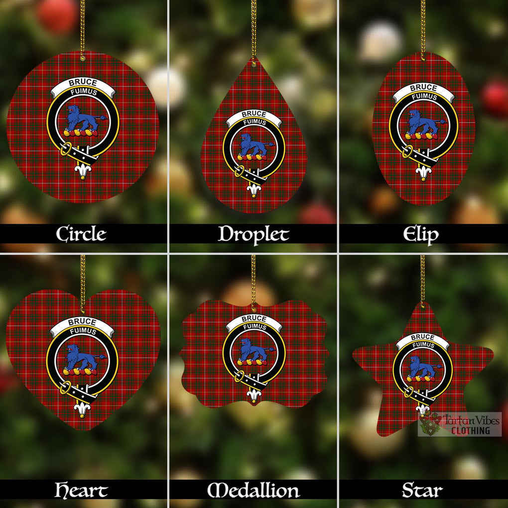 Tartan Vibes Clothing Bruce Tartan Christmas Aluminium Ornament with Family Crest