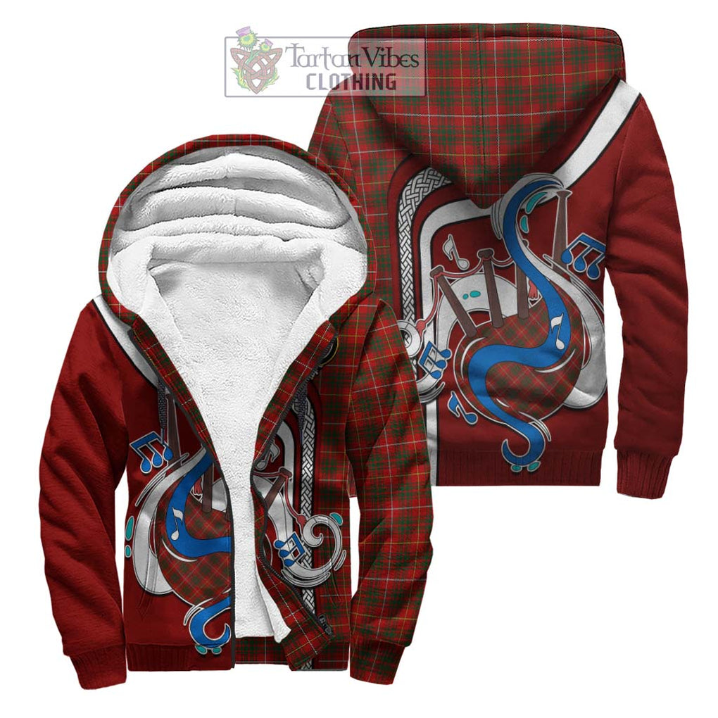 Bruce Tartan Sherpa Hoodie with Epic Bagpipe Style Unisex S - Tartanvibesclothing Shop