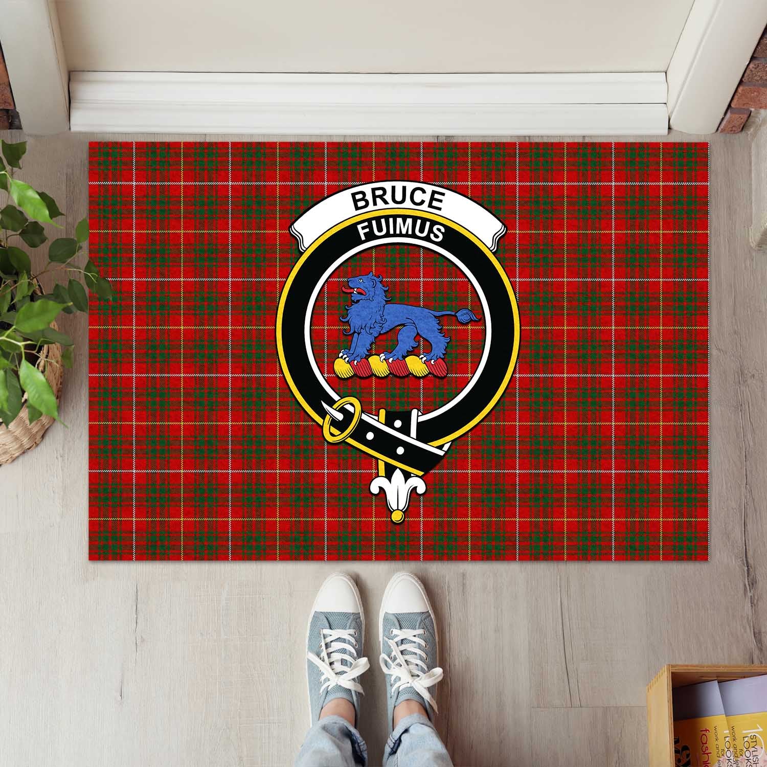 Bruce Tartan Door Mat with Family Crest - Tartanvibesclothing