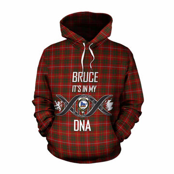 Bruce Tartan Cotton Hoodie with Family Crest DNA In Me Style