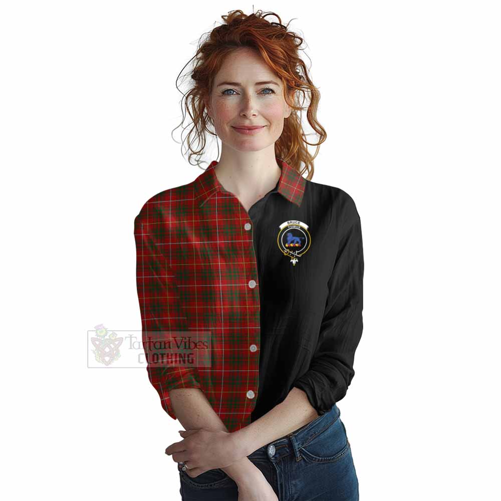 Tartan Vibes Clothing Bruce Tartan Women's Casual Shirt with Family Crest and Half Of Me Style